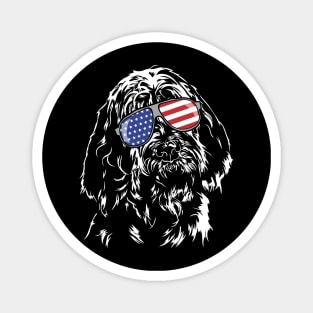 Proud Italian Spinone American Flag sunglasses dog Magnet